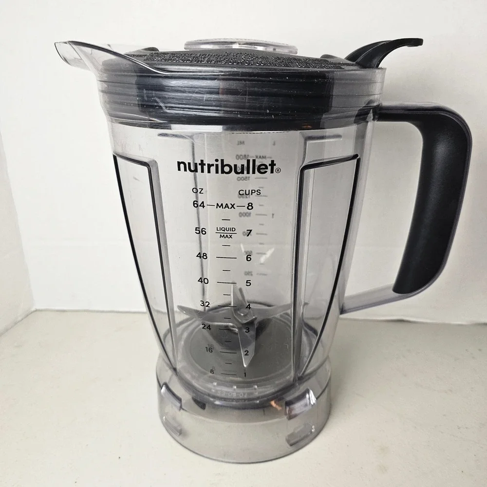 NutriBullet 64oz Blender Pitcher Replacement with Lid and Integrated Blade Clear